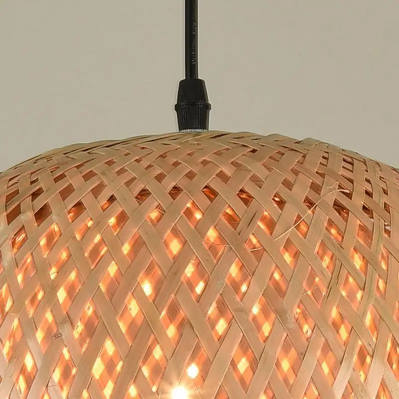 Bamboo Rattan Pendant Lamp – Handwoven E27 Hanging Light - Image 4
