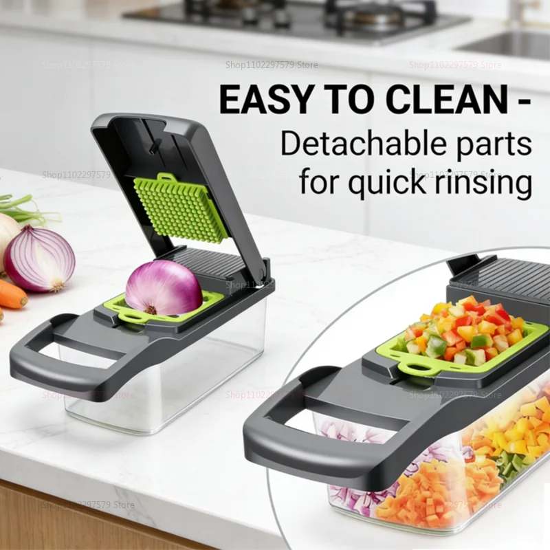 Vegetable Cutter Set 14/16pcs – Onion Potato Slicer Dicer Grater Tool