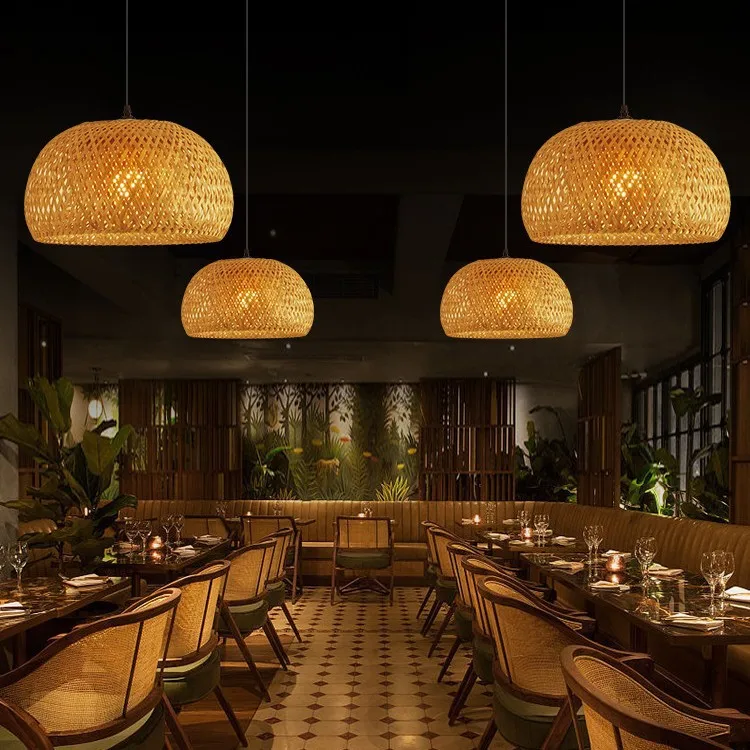 Bamboo Rattan Pendant Lamp – Handwoven E27 Hanging Light - Image 3