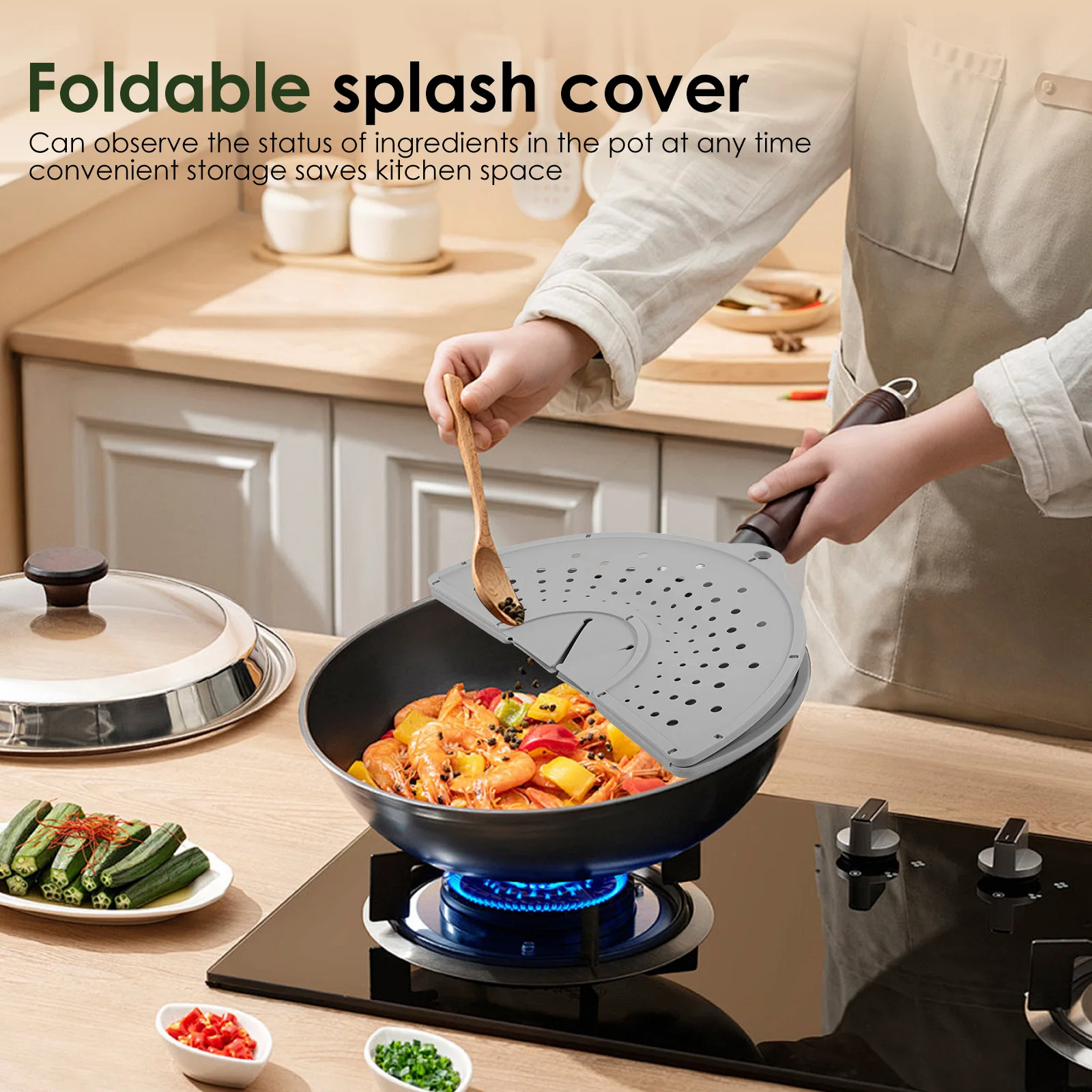 Foldable Silicone Oil Guard – Heat Resistant Splash Screen for Cooking Pans - Image 2