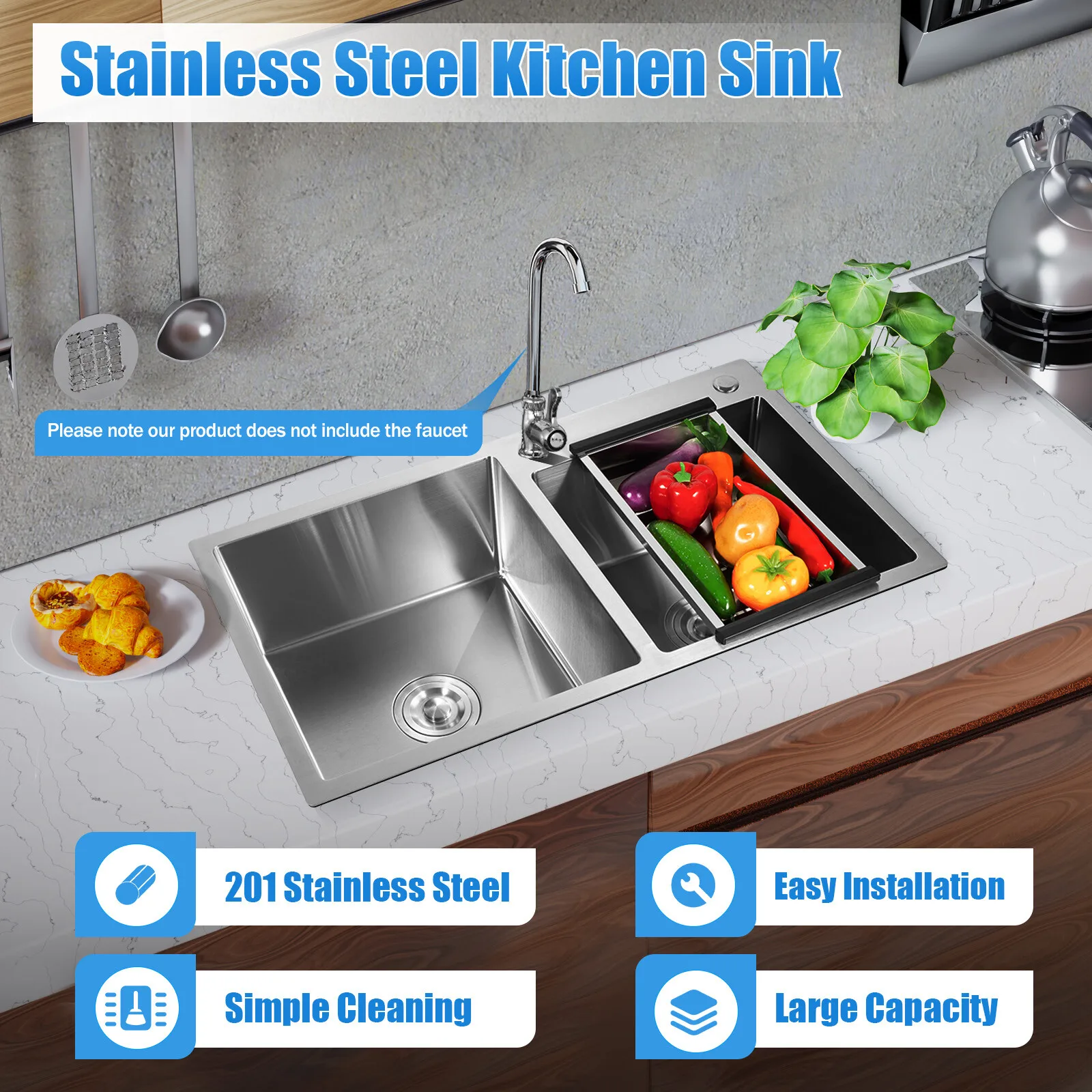 Stainless Steel Double Bowl Kitchen Sink – Durable & Easy Clean - Image 5