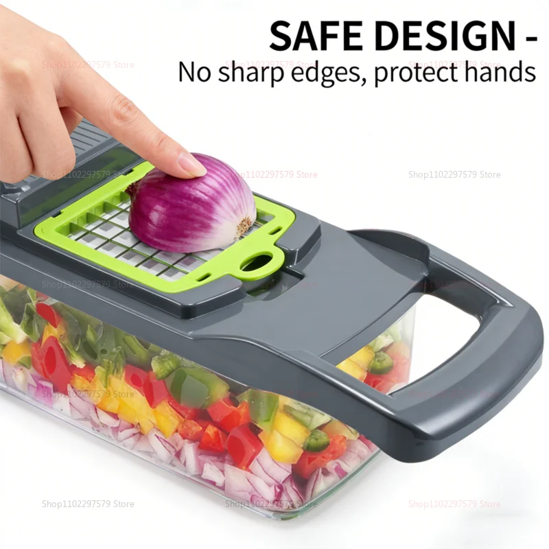 Vegetable Cutter Set 14/16pcs – Onion Potato Slicer Dicer Grater Tool - Image 2