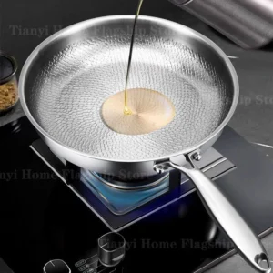 Titanium Stainless Steel Frying Pan 22–30cm – Non-Stick Skillet