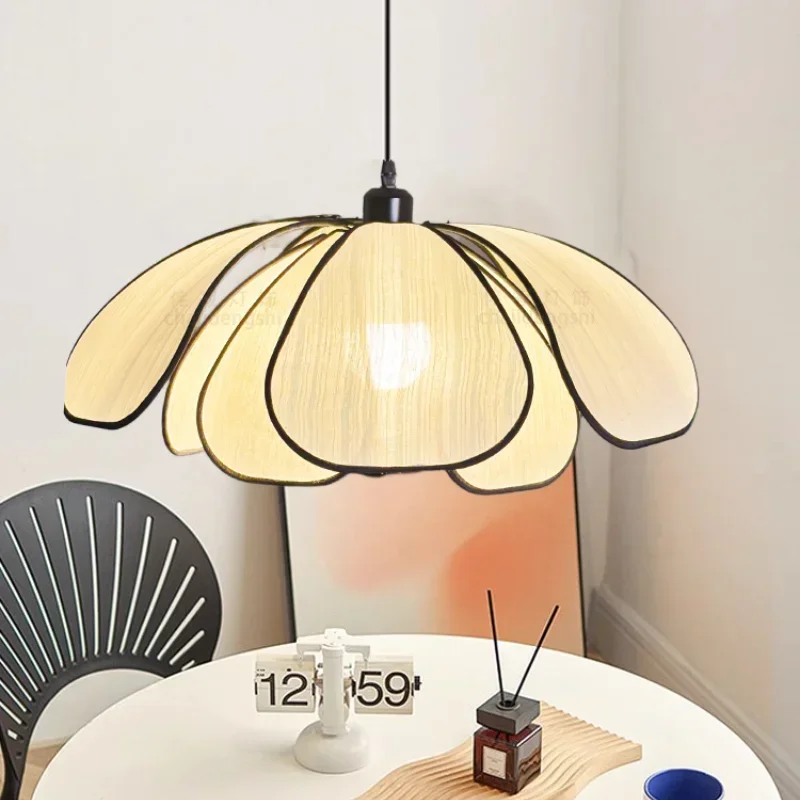 Nordic Petal Pendant Light – Wabi Sabi E27 Ceiling Lamp - Image 2