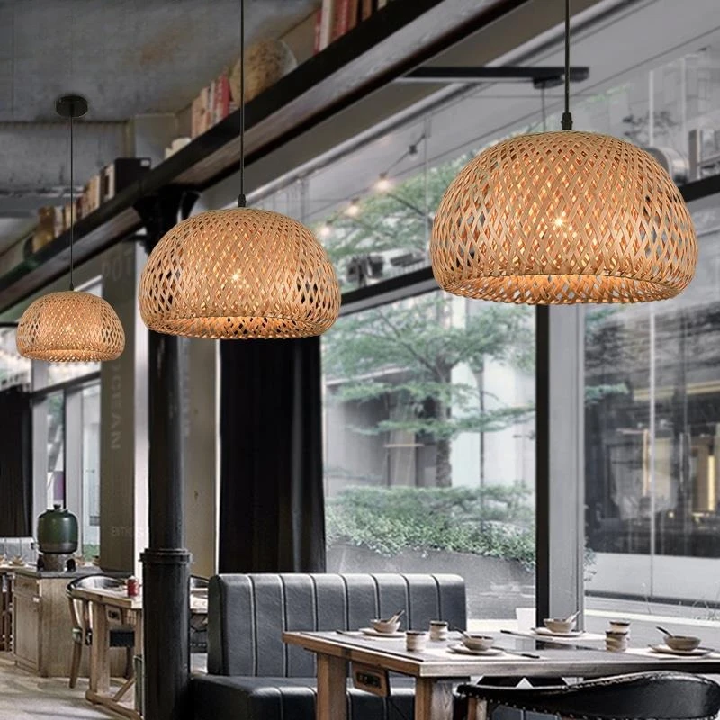 Bamboo Rattan Pendant Lamp – Handwoven E27 Hanging Light - Image 2