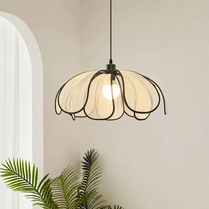 Nordic Petal Pendant Light – Wabi Sabi E27 Ceiling Lamp - Image 3