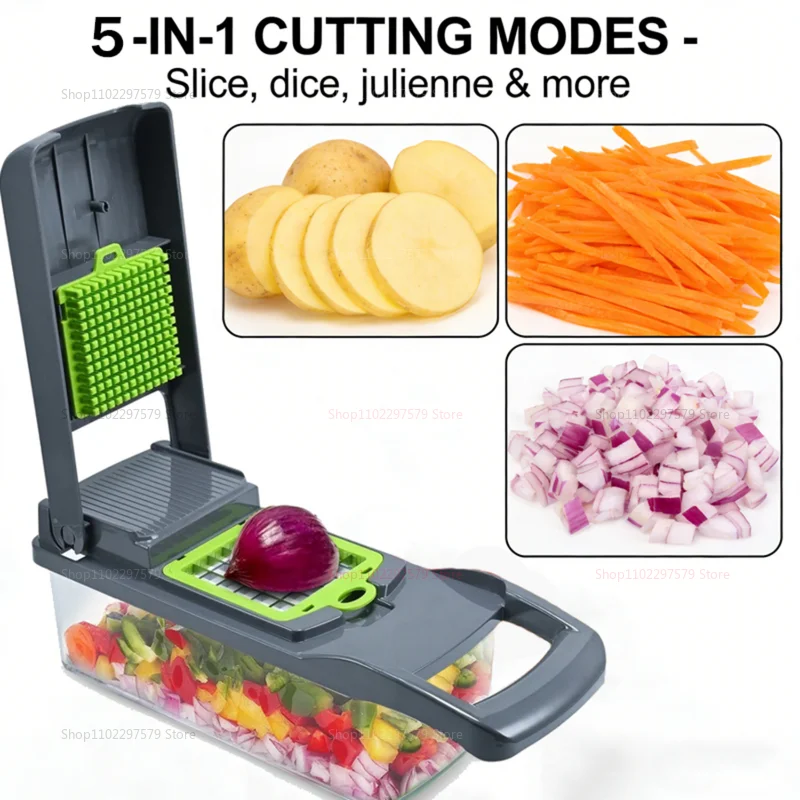 Vegetable Cutter Set 14/16pcs – Onion Potato Slicer Dicer Grater Tool - Image 3