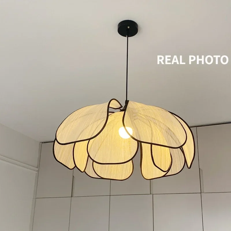 Nordic Petal Pendant Light – Wabi Sabi E27 Ceiling Lamp - Image 5