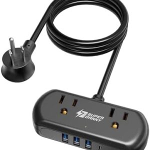 Compact Mini Surge Protector Power Strip with USB-C – 2 Outlets (Black)