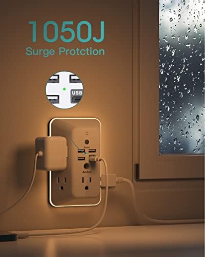 Surge Protector Outlet Extender with Night Light & USB-C – 5 Outlets - Image 7